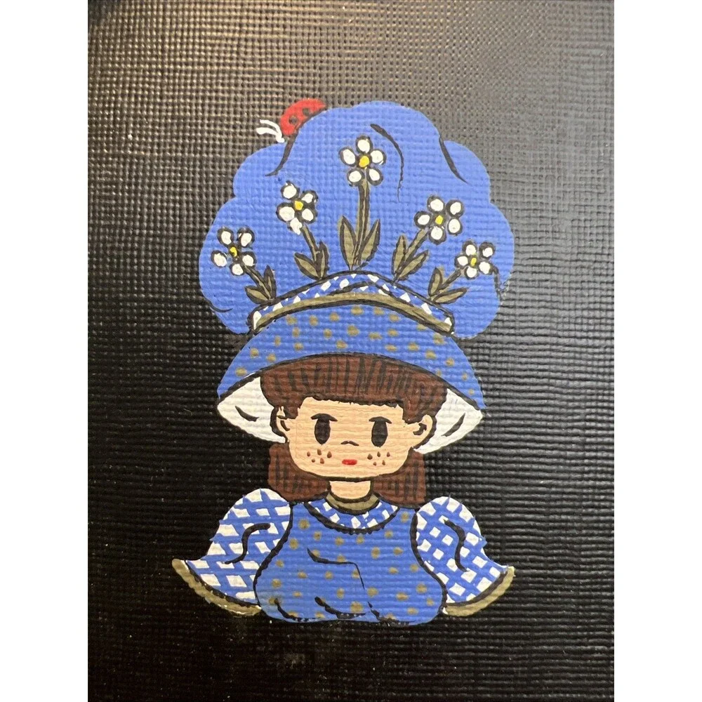 Vintage Hollie Hobby  Hand Painted Picture In Wood Frame
